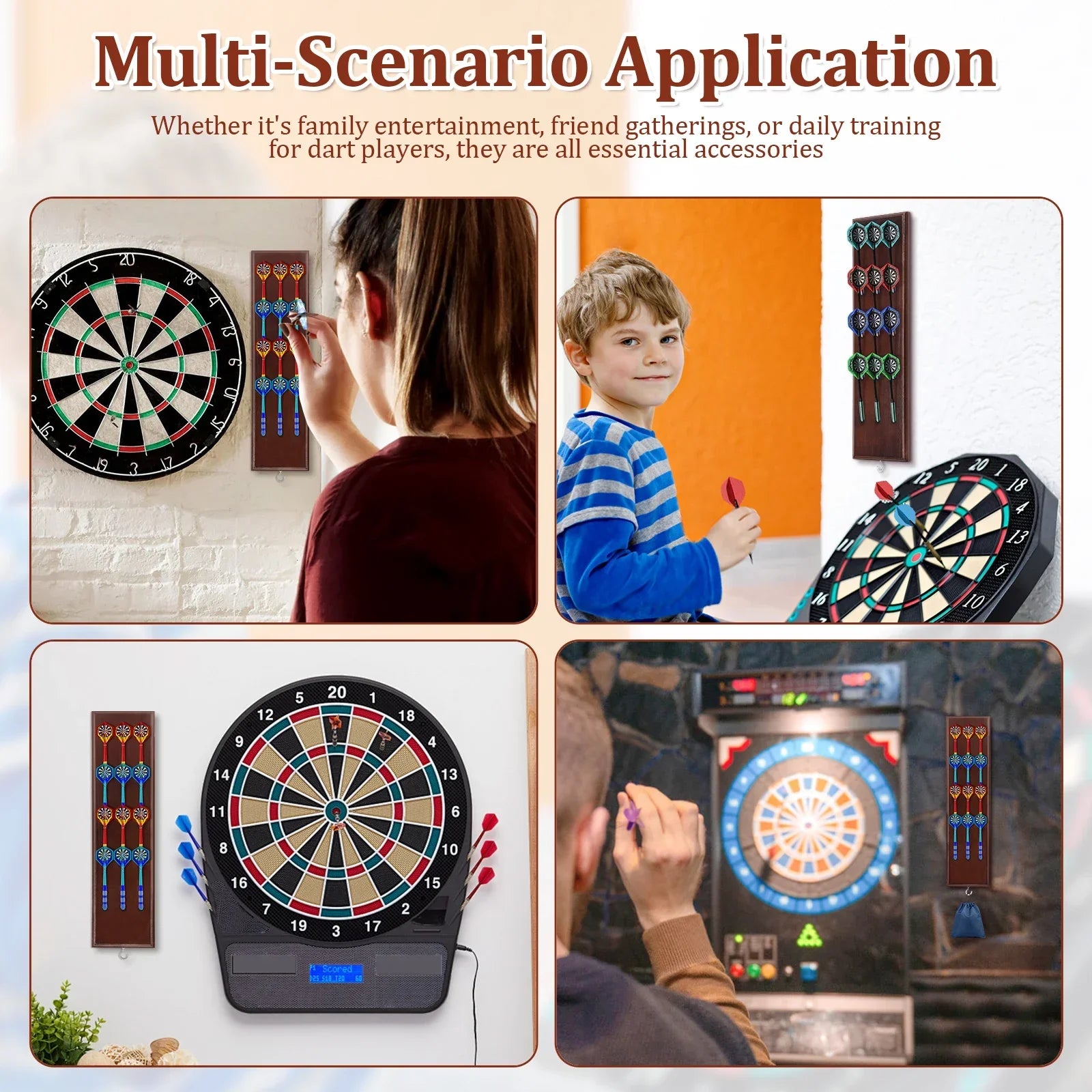 Wall Mounted Darts Stand Wooden Darts Holder Set with Metal Hook 12 Slot Large Capacity Dart Storage Stand Display Rack for Play