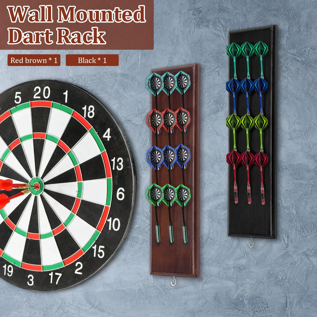 Wall Mounted Darts Stand Wooden Darts Holder Set with Metal Hook 12 Slot Large Capacity Dart Storage Stand Display Rack for Play