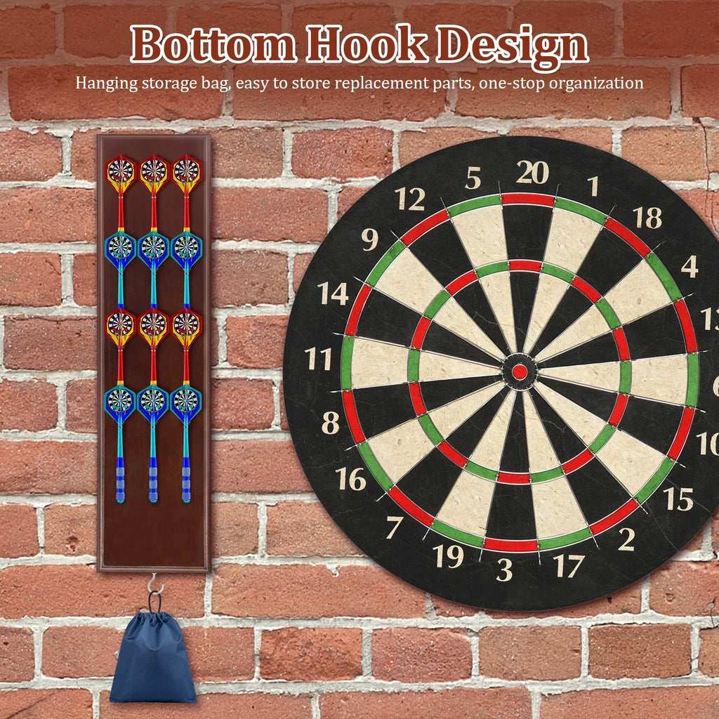 Wall Mounted Darts Stand Wooden Darts Holder Set with Metal Hook 12 Slot Large Capacity Dart Storage Stand Display Rack for Play